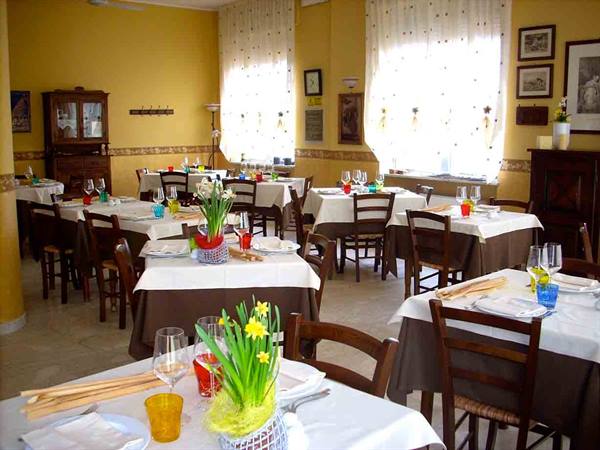 In the dining room of Ristorante Orazio
