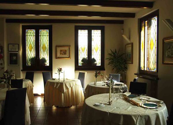 In the dining room of Ristorante San Marco of Canelli