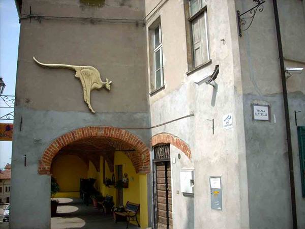 A kangaroo among the arcades