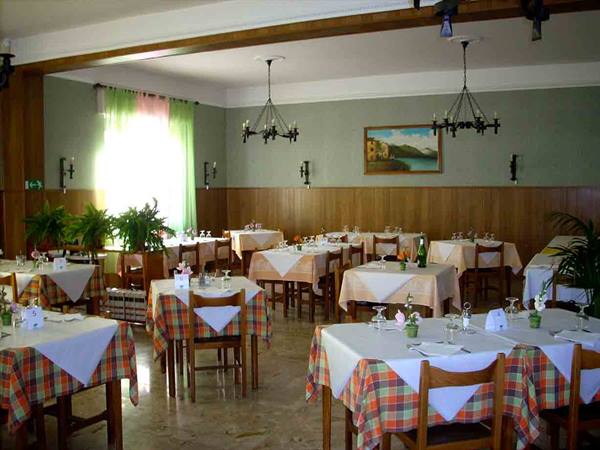 In the dining room of Ristorante Alpino in Osiglia