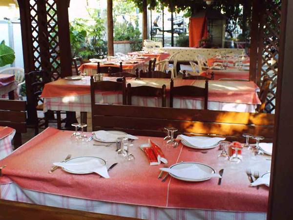 In the outdoor area of the Trattoria Piemontese