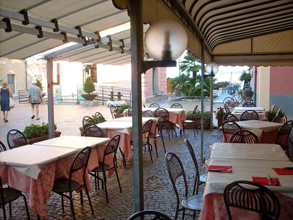 In the outdoor area of Ristorante Pacan in Laigueglia