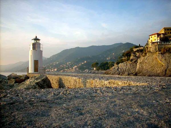 A lighthouse at sunset