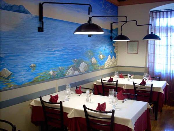 In the dining room of Ristorante Il Portico in Chiavari