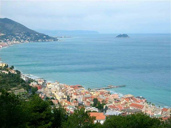 View of Gallinara Island from the Colla Micheri hamlet