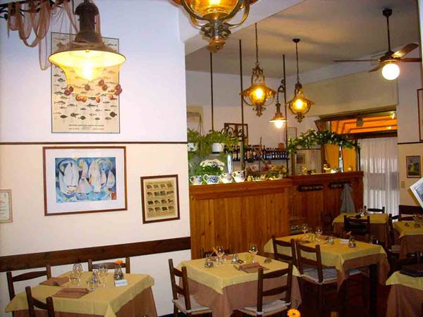 In the dining room of Ristorante La Lampara