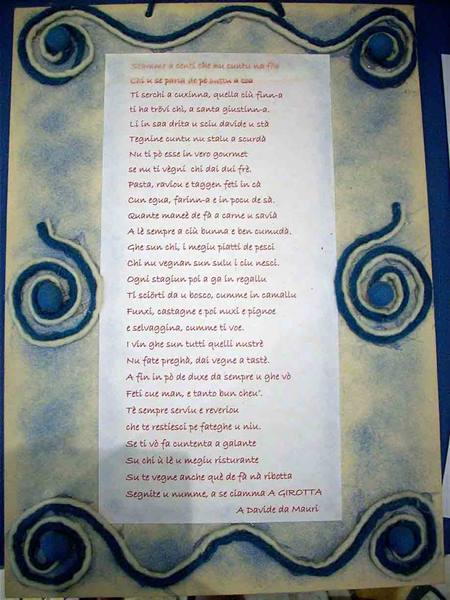 A nice dialect poem at Ristorante La Girotta