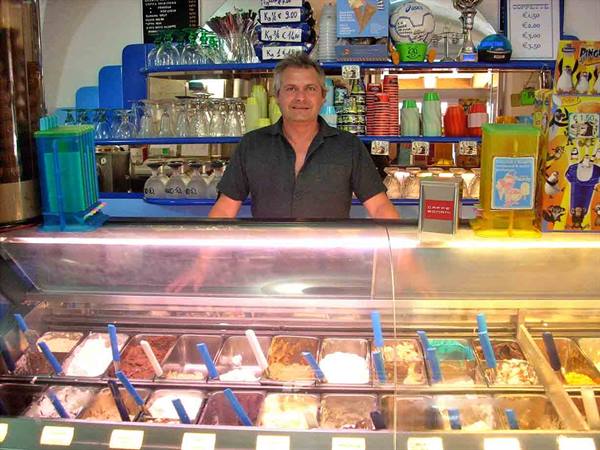 Gelateria Bounty, the owner Luca