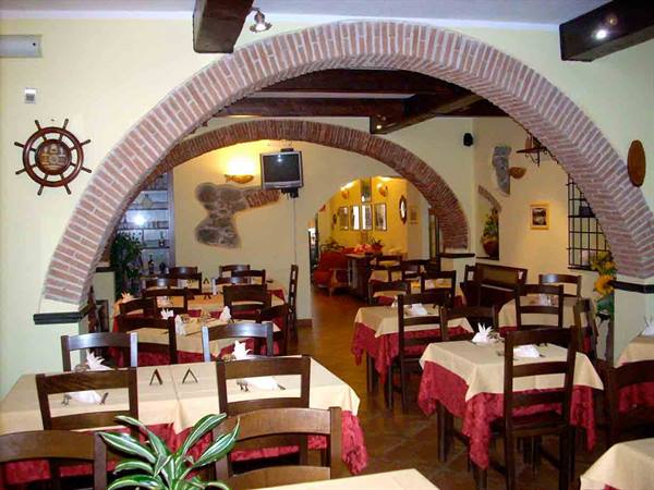 In the dining room of Ristorante Antico Borgo