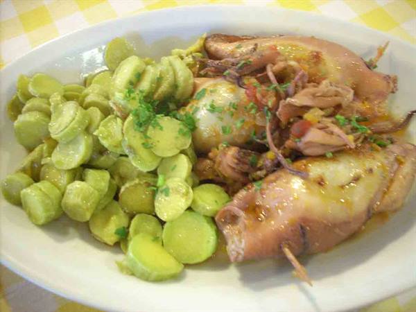 Stuffed baby squid - one of the many delicacies of the Osteria dei Matetti