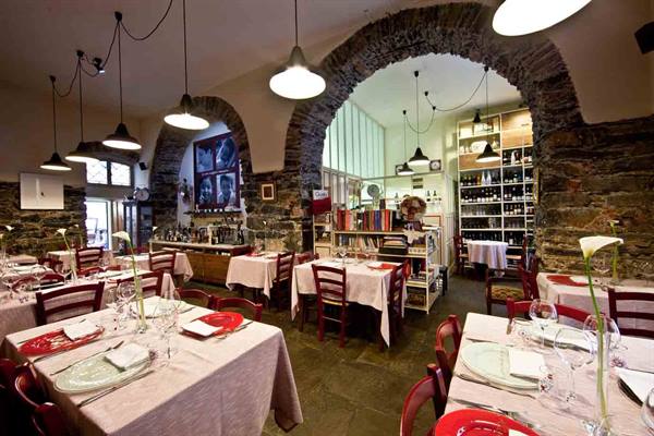 In the dining room of Osteria della Corte