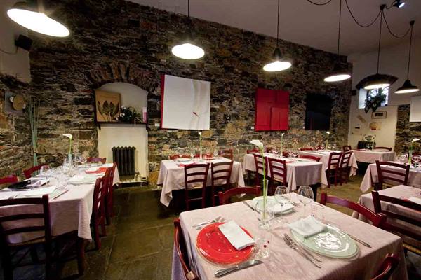 In the dining room of Osteria della Corte