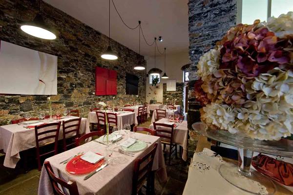 In the dining room of Osteria della Corte