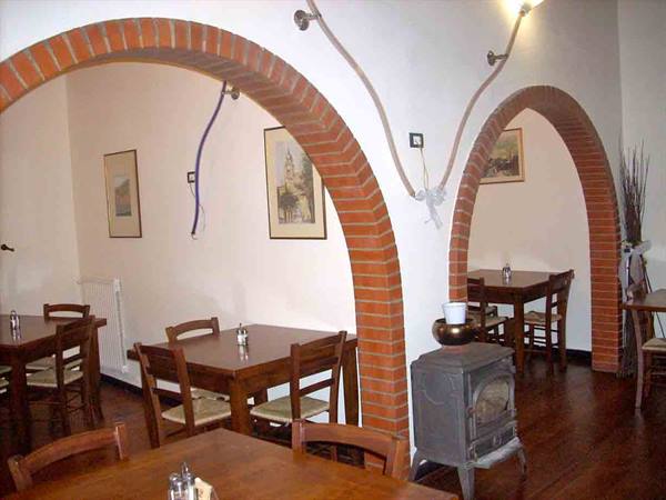 In the dining room of the restaurant of Villa degli Incantesimi