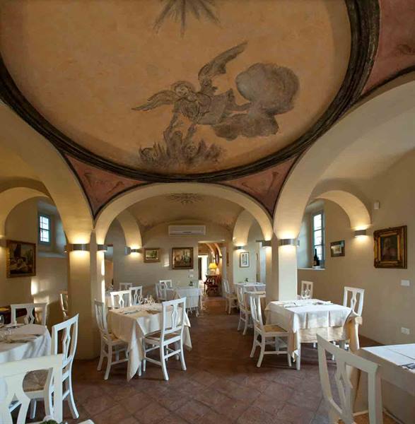 In the elegant dining room of Il Grifone Restaurant