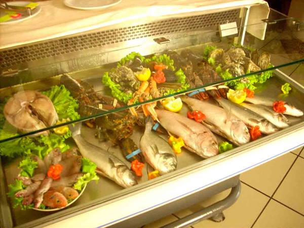 The fish display of Il Gambero Rosso Restaurant