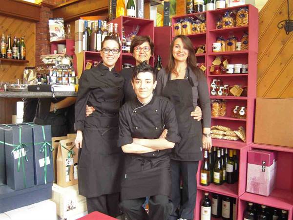 The all-female staff of Trattoria La Casa di Bacco