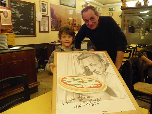 Luca De Filippo, son of Eduardo De Filippo, with the owner's son, Eduardo