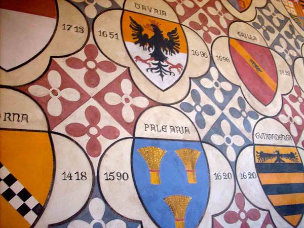 Coats of arms of the families that ruled Capriata d'Orba, in the Casa Paleari