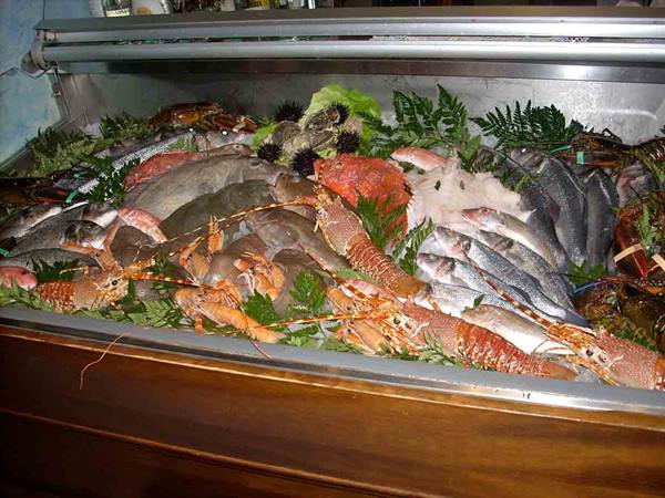 The fish display at Ristorante Da Maiuccia in Vigevano