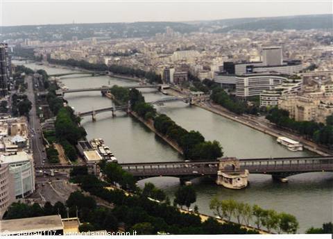 The Seine in Paris with Île aux Cygnes and Bir-Hakeim bridge