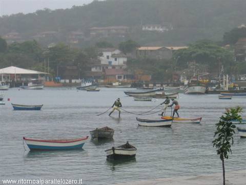 Fishermen at the water's surface