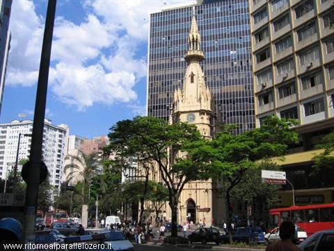 Church and skyscrapers