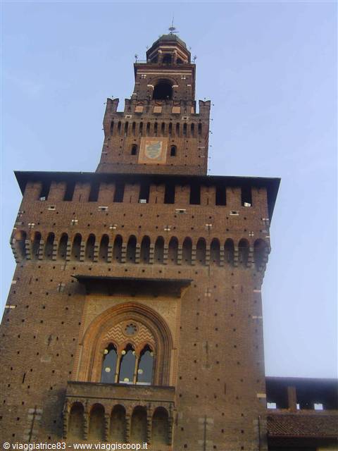 Filarete Tower of Sforza Castle in Milan, brick with Ghibelline battlements