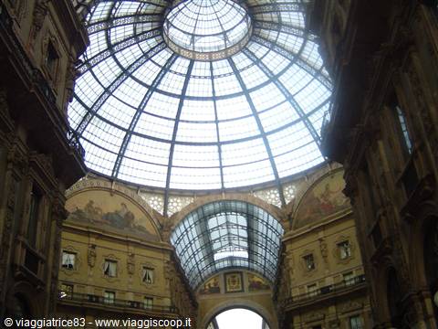 The glass and iron dome of Galleria Vittorio Emanuele II in Milan