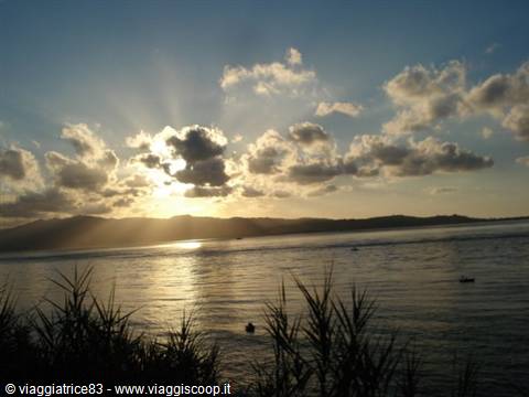 sunset from villa san giovanni towards sicily
