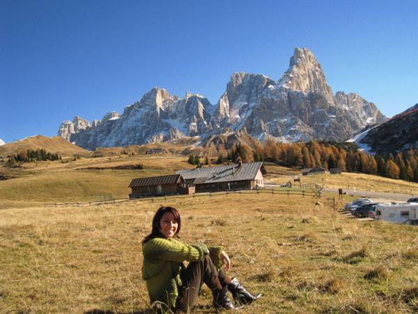 with the Pale di San Martino in the background