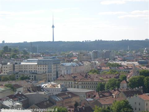 Vilnius rooftops and buildings with the TV tower in the background, daylight