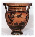 Greek terracotta red-figure vase depicting a painted horse