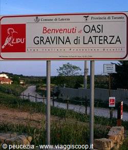 Welcome sign at the LIPU Gravina di Laterza nature reserve