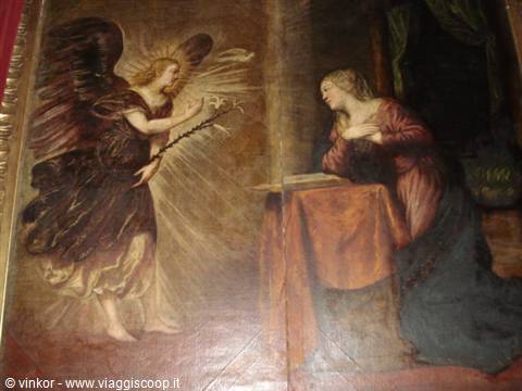 Curzola. the Annunciation by Tintoretto in the cathedral of Curzola