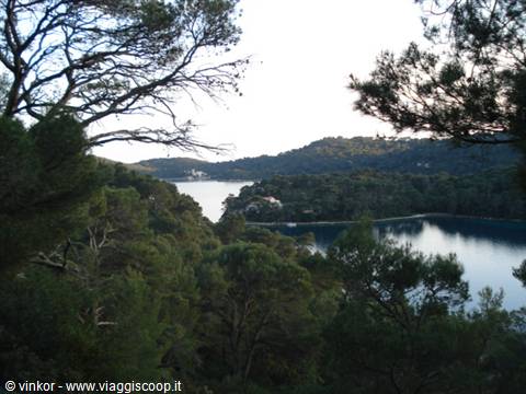 island of Mljet: view of the two lakes from the road