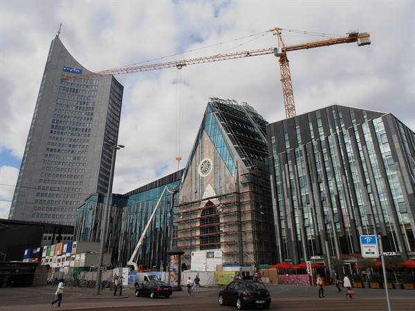 university palace and church under reconstruction