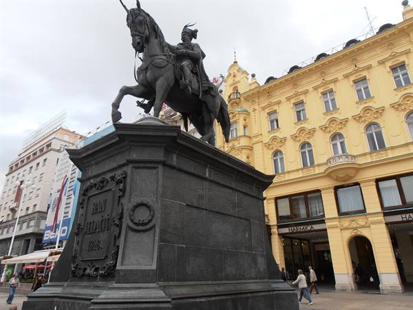 statue of Jelacic in the same square