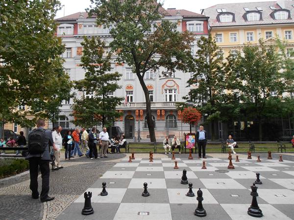 chess game in the square