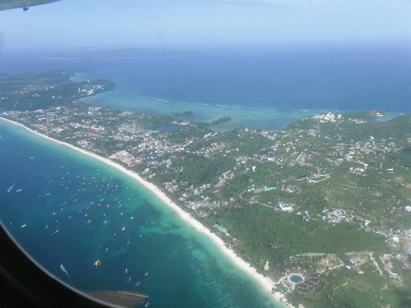 Boracay island seen from the plane, Philippines