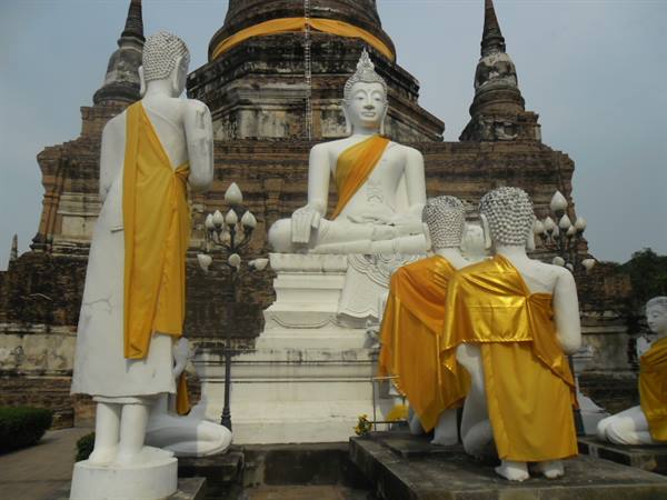 temples and Buddha in the old thai capital Ayutthaya