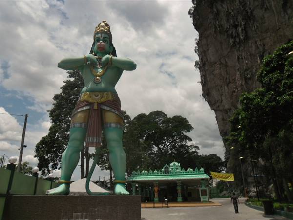 a huge statue at the Batu cave temple in Kuala Lumpur, Malaysia