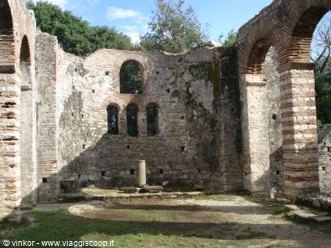 remains of an ancient basilica in Butrint