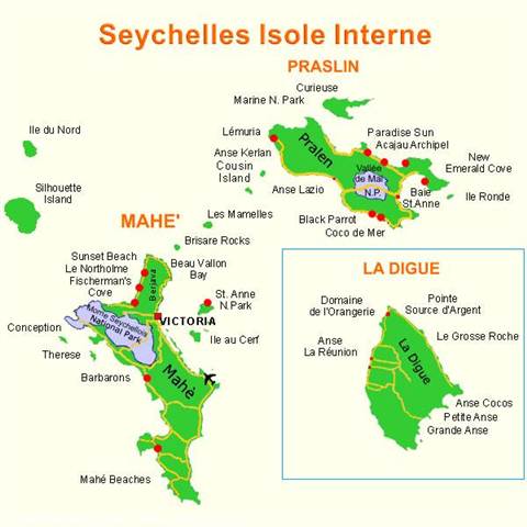 Seychelles map - Catamaranocaraibi.com
