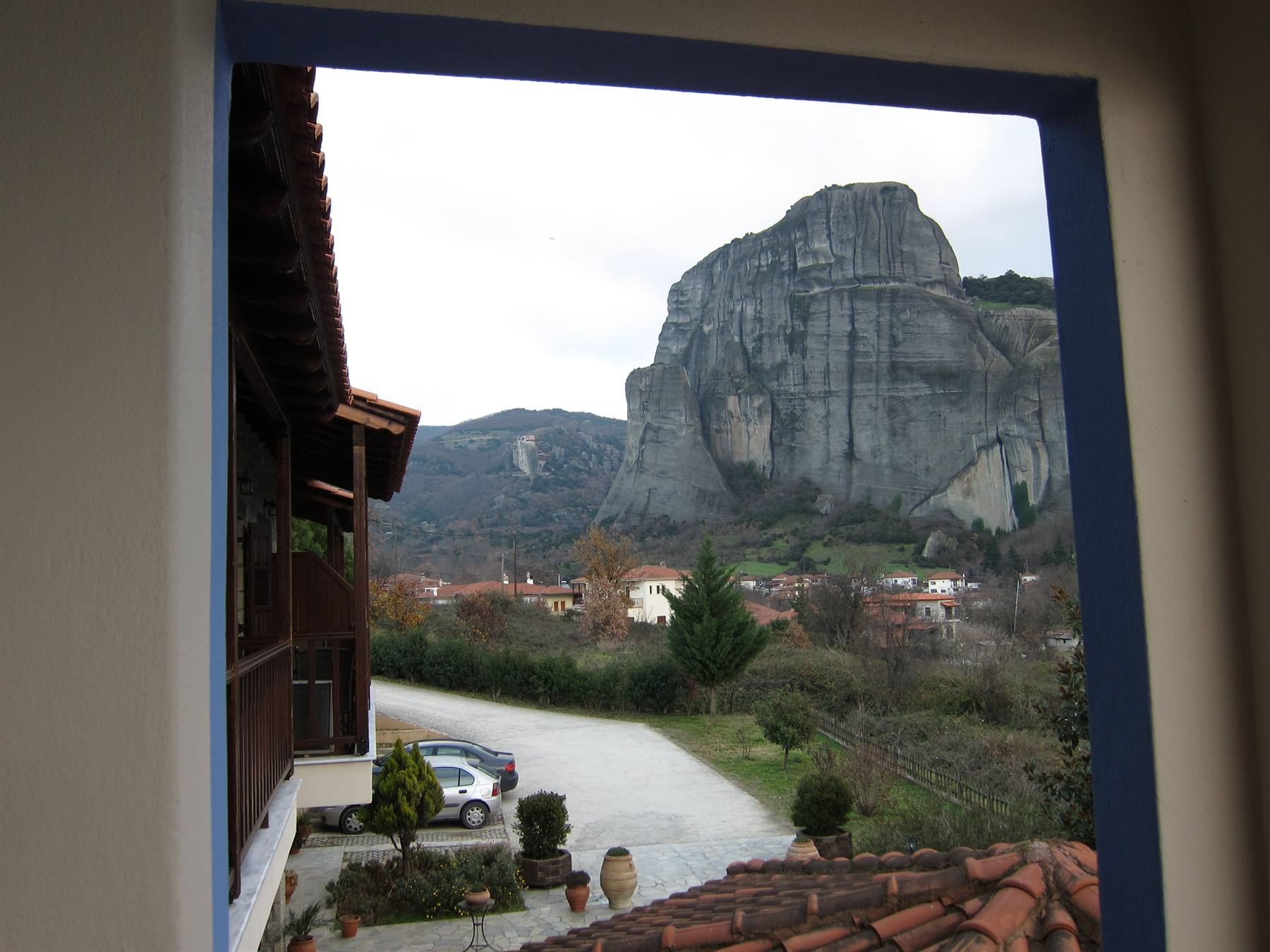 Meteora view from the hotel balcony