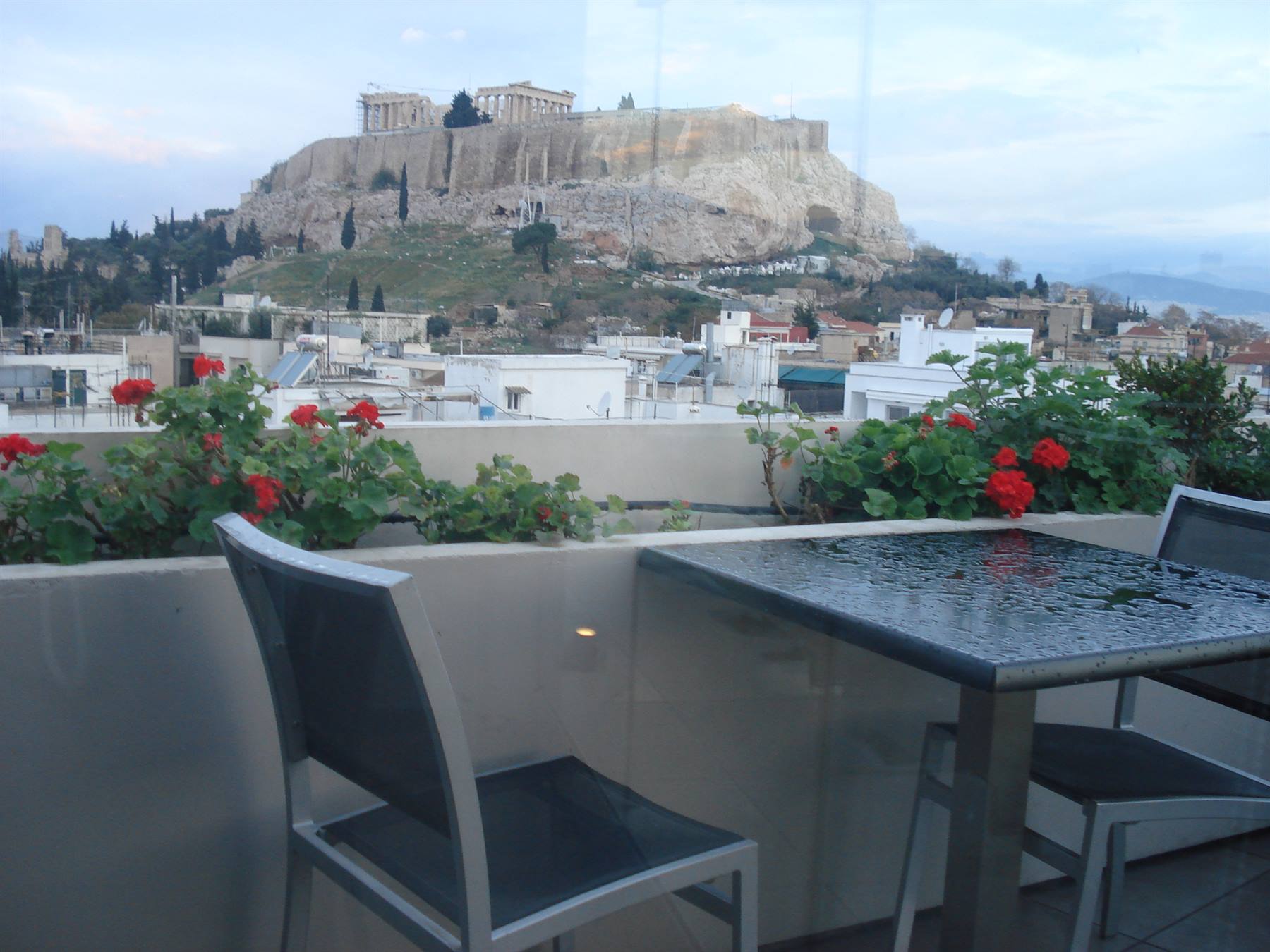 Acropolis view from the Roof Garden of the Athens Gate Hotel