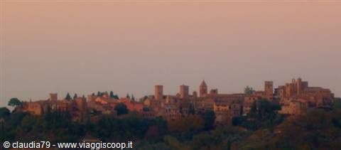 Castles and medieval villages in Tuscany, Certaldo Alto (FI) Sunset in Tuscany. Autumn in Tuscany