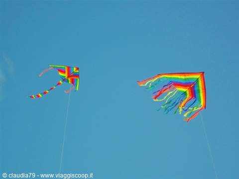 Kites at the Canonica Park in Certaldo (FI). Summer in Tuscany