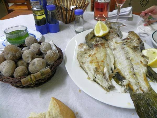 Fish with papas arrugadas, the Canary potatoes, at Gonzalo in El Pris, Tenerife