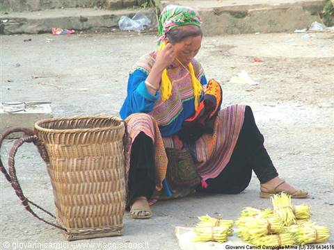 Bac Ha, woman of the Flowery H'mong ethnic group